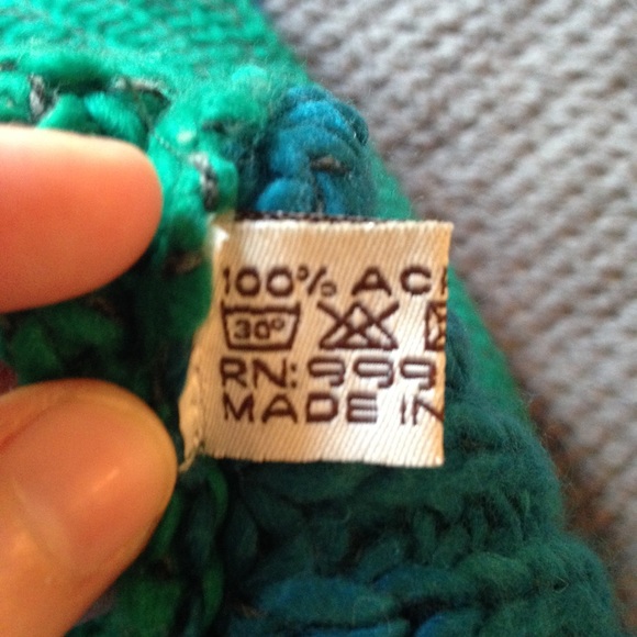 Blue and Green Striped Knit Circle Scarf - Picture 5 of 6